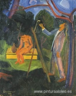 pintor con modelo pintor con modelo