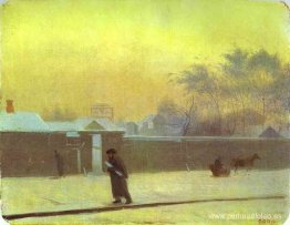 Calle invernal en la isla Vasilievsky, San Petersburgo Calle invernal en la isla Vasilievsky, San Petersburgo