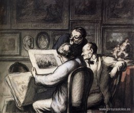 Tres aficionados ante la revista nocturna de Raffet Tres aficionados ante la revista nocturna de Raffet