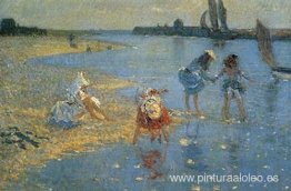 Walberswick. niños remando Walberswick. niños remando