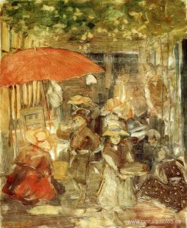 Picnic con paraguas rojo Picnic con paraguas rojo