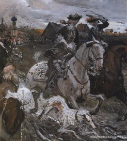 Pedro II y la princesa Isabel Petrovna montando perros de caza Pedro II y la princesa Isabel Petrovna montando perros de caza
