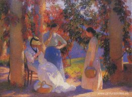 Escena de costura bajo la pérgola de Marquayrol Escena de costura bajo la pérgola de Marquayrol