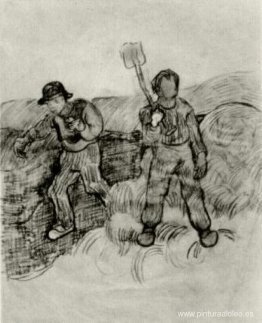 Un sembrador y un hombre con una pala Un sembrador y un hombre con una pala