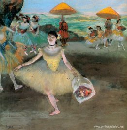 Bailarina con un ramo haciendo una reverencia Bailarina con un ramo haciendo una reverencia