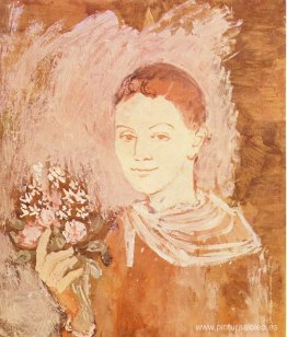 Niño con ramo de flores en la mano. Niño con ramo de flores en la mano.