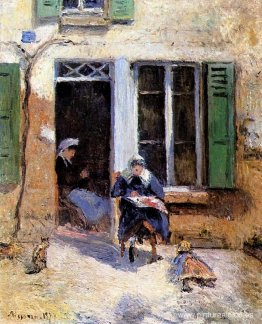 Mujer y niño haciendo costura Mujer y niño haciendo costura