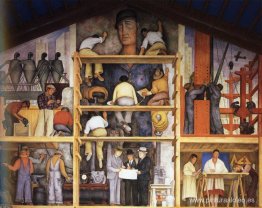 La realización de un fresco que muestra la construcción de una c La realización de un fresco que muestra la construcción de una c