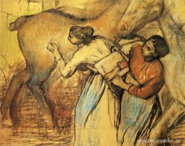 Dos lavanderas y un caballo Dos lavanderas y un caballo