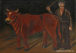 granjero con un toro granjero con un toro