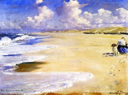 Marie Krøyer pintando en la playa de Stenbjerg Marie Krøyer pintando en la playa de Stenbjerg