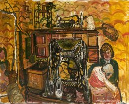 Máquina de coser, esposa y bebé. Máquina de coser, esposa y bebé.