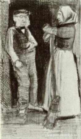 Hombre huérfano hablando con mujer Sien Hombre huérfano hablando con mujer Sien