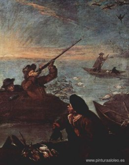 Cazadores disparando a patos Cazadores disparando a patos