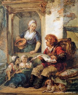 Vendedor de pescado en mujer y niños. Vendedor de pescado en mujer y niños.