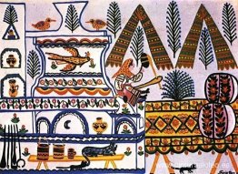 Anciana sentada en el horno y hilando Anciana sentada en el horno y hilando