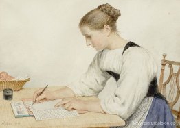 Mujer joven escribiendo una carta Mujer joven escribiendo una carta