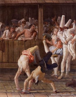 Pulcinella con acróbatas Pulcinella con acróbatas