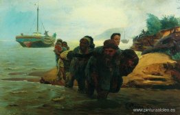 Transportistas cruzan vadeo Transportistas cruzan vadeo