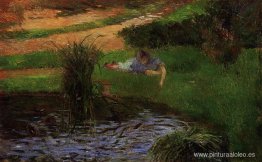 Estanque con patos (Niña que se divierte) Estanque con patos (Niña que se divierte)