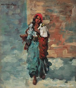 Mujer gitana con pañuelo rojo Mujer gitana con pañuelo rojo
