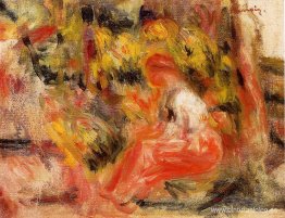 Niña sentada en un jardín. Niña sentada en un jardín.