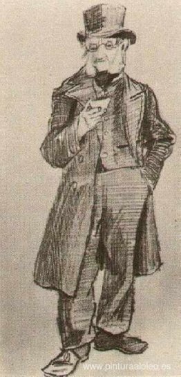 Hombre huérfano con sombrero de copa, sosteniendo una taza Hombre huérfano con sombrero de copa, sosteniendo una taza