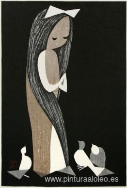Palomas y niña Palomas y niña