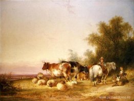 Pastores descansando durante el almuerzo Pastores descansando durante el almuerzo