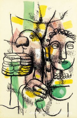 mujer con loro mujer con loro