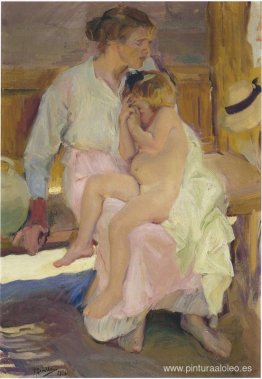 Madre e hija, playa de Valencia Madre e hija, playa de Valencia