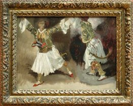 Dos guerreros griegos bailando (Trajes de estudio Souliotes) Dos guerreros griegos bailando (Trajes de estudio Souliotes)