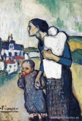 La madre que lleva a dos hijos. La madre que lleva a dos hijos.