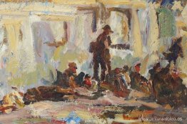 Soldados en la estación de Sinaia Soldados en la estación de Sinaia