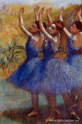 Tres bailarinas con faldas moradas Tres bailarinas con faldas moradas