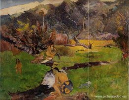 Mujer tahitiana cerca del río Mujer tahitiana cerca del río