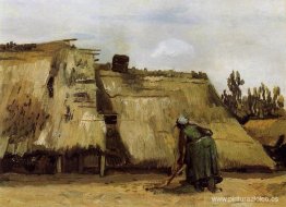 Cabaña con mujer cavando Cabaña con mujer cavando
