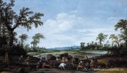 Bandidos atacando una caravana de viajeros Bandidos atacando una caravana de viajeros