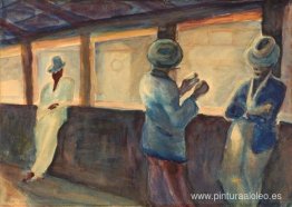 TRES HOMBRES EN UNA ESTACIÓN DE FERROCARRIL TRES HOMBRES EN UNA ESTACIÓN DE FERROCARRIL