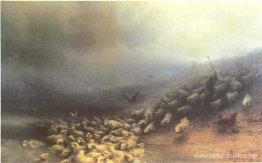 Rebaño de ovejas en vendaval Rebaño de ovejas en vendaval