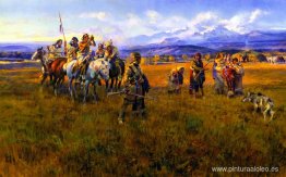 Lewis y Clark llegan al campamento Shoshone dirigido por Sacajaw Lewis y Clark llegan al campamento Shoshone dirigido por Sacajaw
