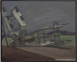 Máquina de vuelo C rota en el Hangar B Máquina de vuelo C rota en el Hangar B