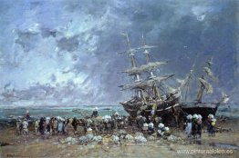 Descarga del barco pesquero de Terranova Descarga del barco pesquero de Terranova