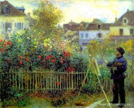 Monet pintando en su jardín de Argenteuil Monet pintando en su jardín de Argenteuil