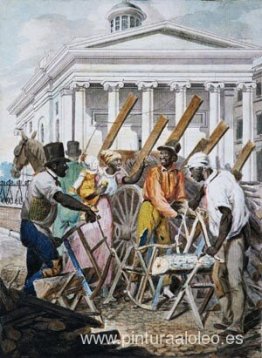 Aserradores negros trabajando frente al Banco de Pensilvania, Fi Aserradores negros trabajando frente al Banco de Pensilvania, Fi