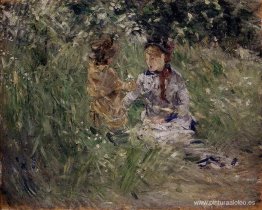 Julie con Pasie en el jardín de Bougival Julie con Pasie en el jardín de Bougival