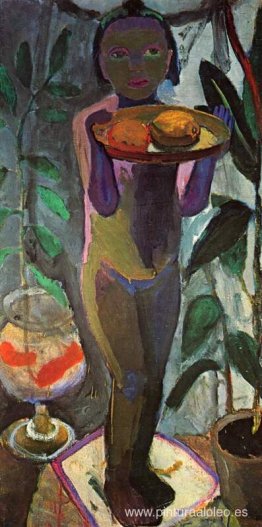 Niños con pecera Niños con pecera