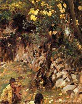 Niñas recogiendo flores, Valdemosa, Mallorca Niñas recogiendo flores, Valdemosa, Mallorca