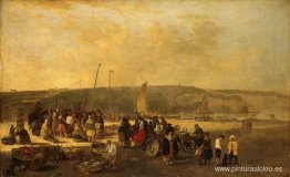 El mercado de pescado, Boulogne, Francia El mercado de pescado, Boulogne, Francia