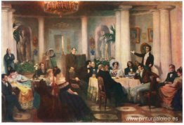 Pushkin y sus amigos escuchan a Mickiewicz en el salón de la pri Pushkin y sus amigos escuchan a Mickiewicz en el salón de la pri